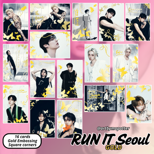 🖤RUN IT Seoul Embossed Doodled Photo Cards✨🩶