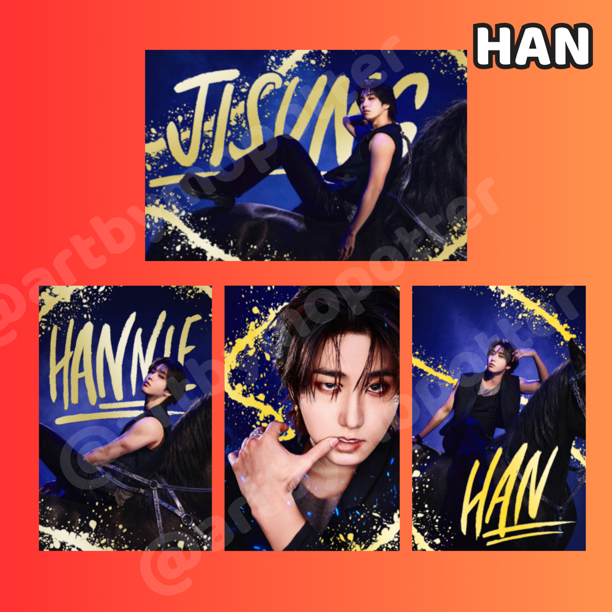 ✨❤️🧡💙🖤 RUN IT Tour Embossed Doodled Photo Cards (ALL MEMBERS)