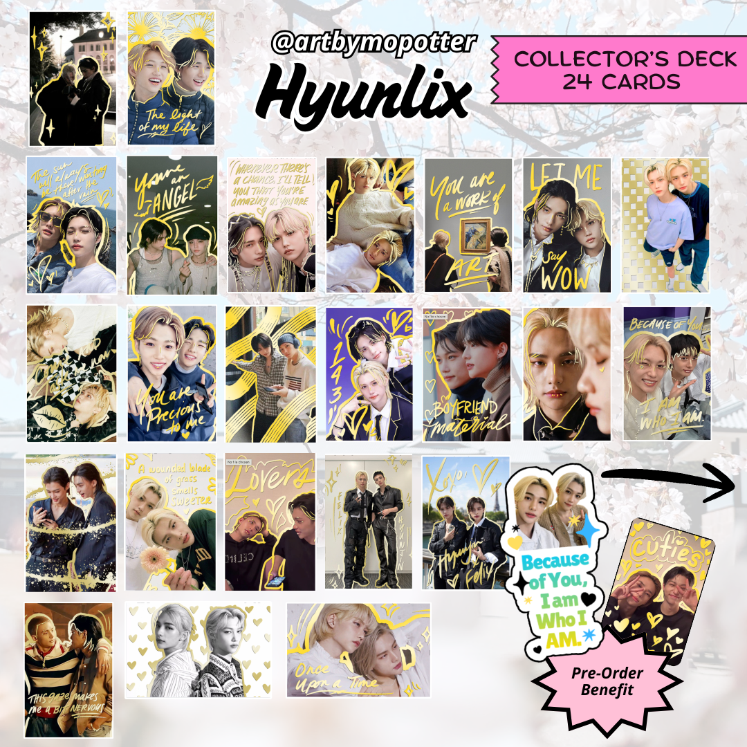 💙💛 HYUNLIX Embossed Doodled Photo Cards Hyunjin & Felix ✨