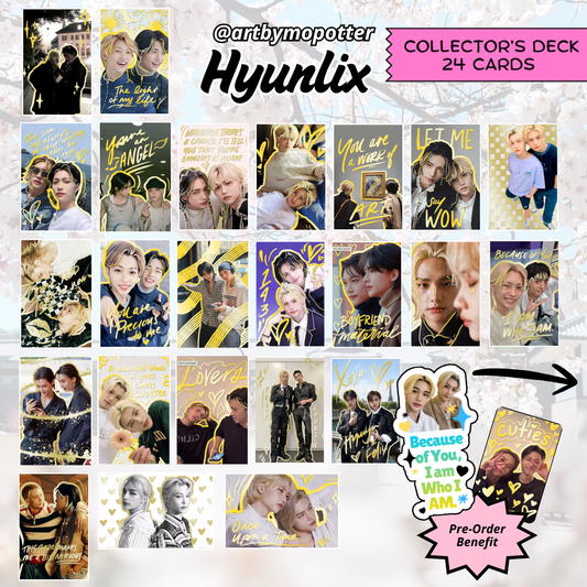 💙💛 HYUNLIX Embossed Doodled Photo Cards Hyunjin & Felix ✨