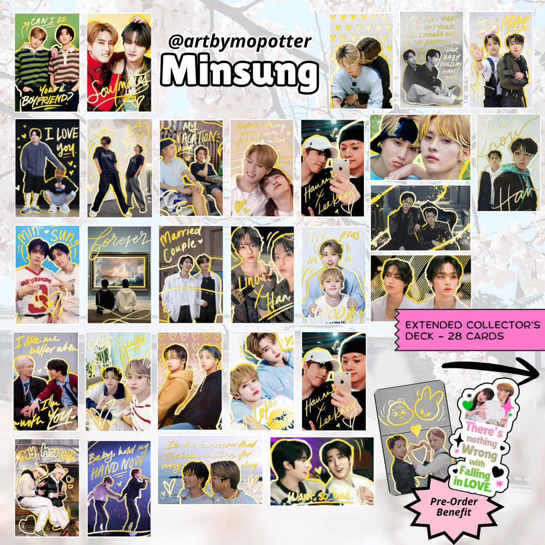 💚🩷 MINSUNG Embossed Doodled Photo Cards