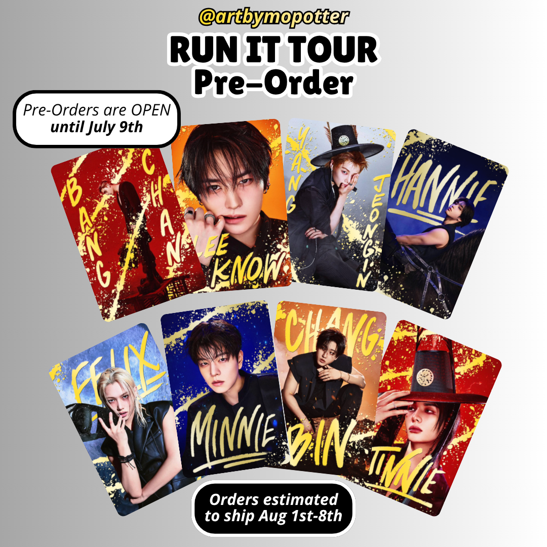 ✨❤️🧡💙🖤 RUN IT Tour Embossed Doodled Photo Cards (ALL MEMBERS)