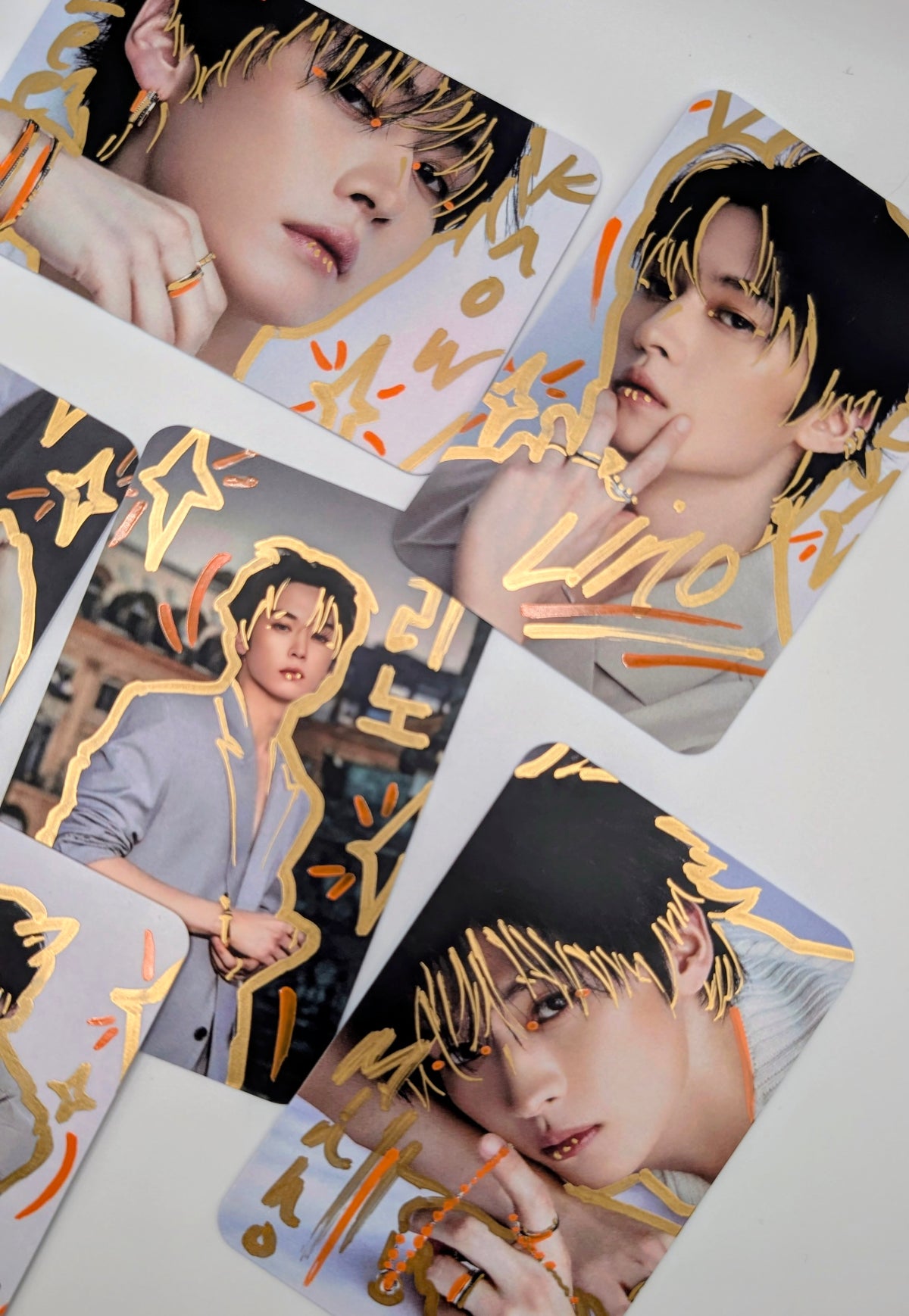 🧡✨ NYLON 2.0 Lee Know - Stray Kids Hand-Doodled Photo Cards Set of 8