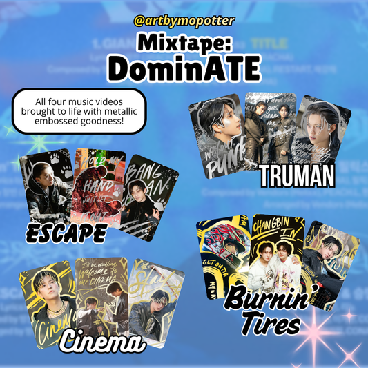 ✨🎤Mixtape: DominATE Embossed Doodled Photo Cards⛓️✨ (ALL MUSIC VIDEO DECKS)