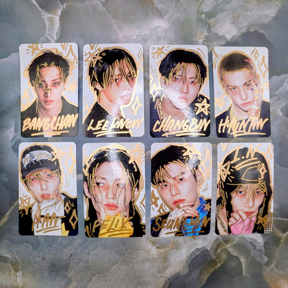 KARMA Stray Kids Hand-Doodled Photo Cards Set of 8