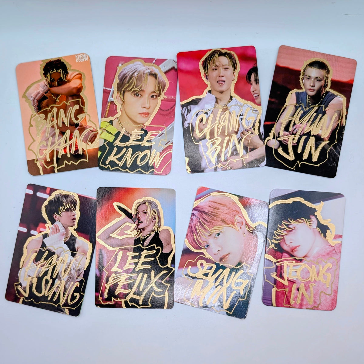 🩷 Pink Stray Kids Hand-Doodled Photo Cards Set of 8