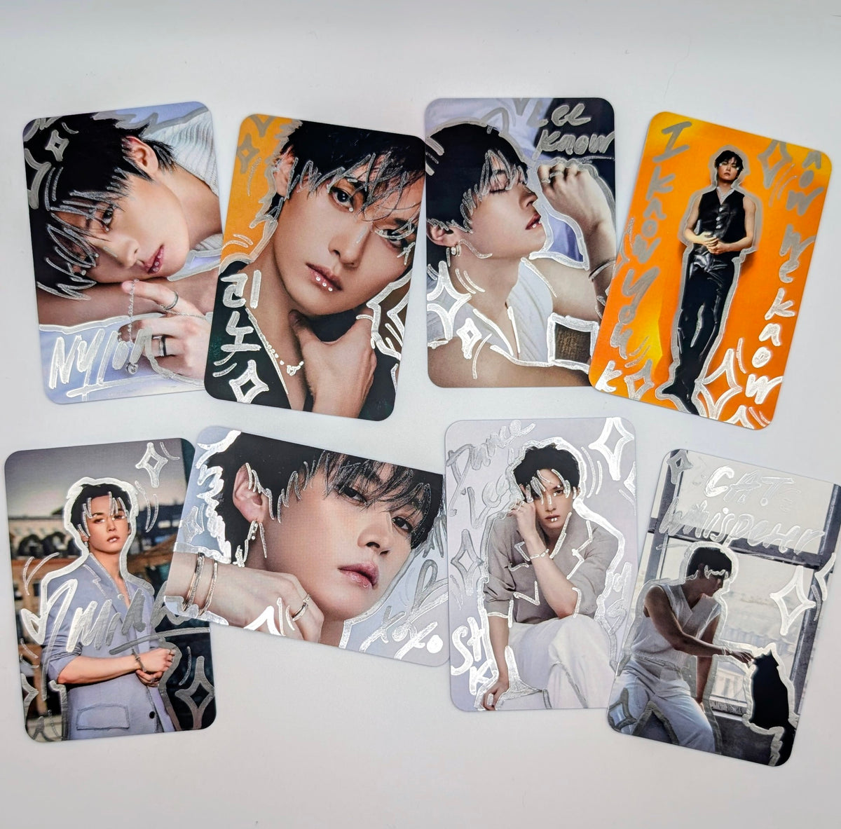 🤍 NYLON Lee Know - Stray Kids Hand-Doodled Photo Cards Set of 8
